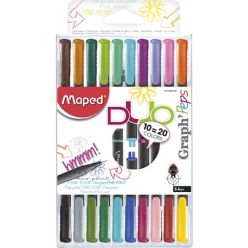 FEUTRE POINTE FINE DUO 10 PIECES 20 COULEURS "MAPED" REF: 749251