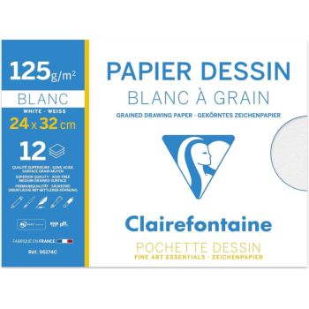 PAPIER A DESSIN GRAIN 12F 240X320mm 125g "CLAIREFONTAINE" REF:96174C