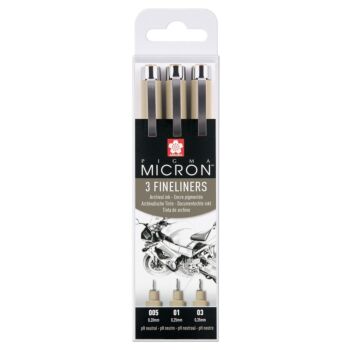 ÉTUI DE 3 FINELINERS NOIRS 005-01-03 DESIGNE "SAKURA" REF: XSDK3FD