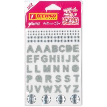 ADHESIFS CRISTAL LETTRES ARGENTE "TECHNO" REF: 5025