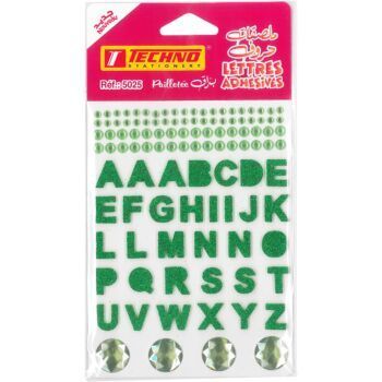 ADHESIFS CRISTAL LETTRES VERT "TECHNO" REF: 5025