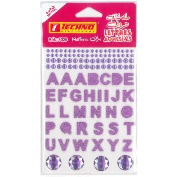 ADHESIFS CRISTAL LETTRES VIOLET "TECHNO" REF: 5025