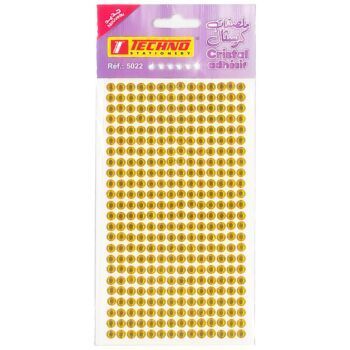 ADHESIFS CRISTAL ROND JAUNE "TECHNO" REF: 5022