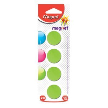 AIMANTS RONDS 27MM SOUS BLISTER 04PIECES VERT "MAPED" REF: 052700