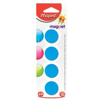AIMANTS RONDS 27MM SOUS BLISTER 04PIECES BLEU "MAPED" REF: 052700