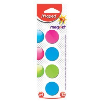 AIMANTS RONDS 27MM SOUS BLISTER 04PIECES MIX "MAPED" REF: 052700