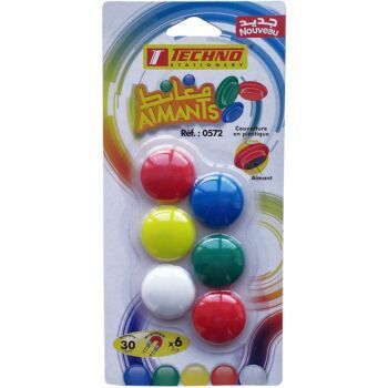 AIMANTS TABLEAU BLANC 30 MM S-B DE 06 PCS "TECHNO" REF: 0572