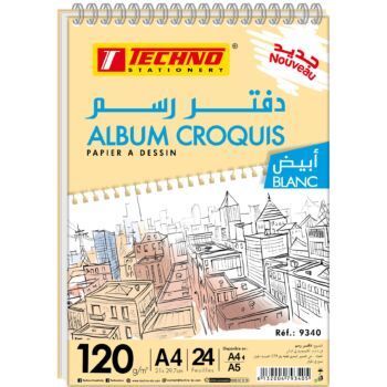 ALBUM CROQUIS 24F A4 21x29.7cm 120g "TECHNO" REF: 9340