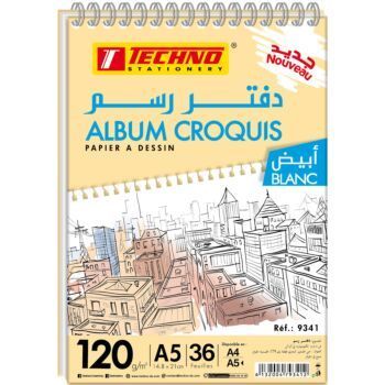 ALBUM CROQUIS 36F A5 14.8x21cm 120g "TECHNO" REF: 9341