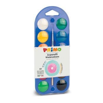 AQUARELLE 12 PASTILLES DE 25mm + PINCEAU "PRIMO" REF: 110A12B