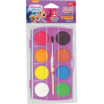 AQUARELLE ECOLIER 8 PASTILLES 28mm AVEC PINCEAU SHIMMER SHINE "TECHNO" REF: 4788