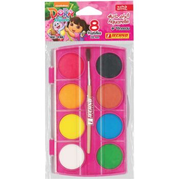 AQUARELLE ECOLIER 8 PASTILLES 28mm AVEC PINCEAU DORA "TECHNO" REF: 4788
