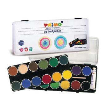 AQUARELLE FINE 24 PASTILLES 30mm BOITE METALLIQUE "PRIMO" REF: 134A24MGM