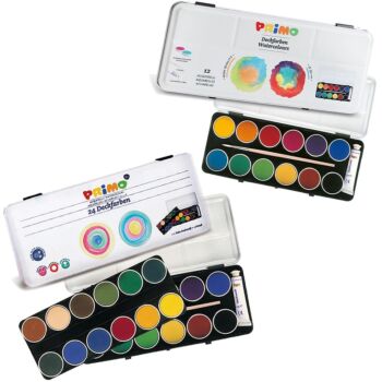 AQUARELLE FINE EN PASTILLES DE 30mm BOITE METALLIQUE "PRIMO"