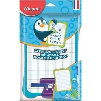 ARDOISE BLANCHE DOUBLE FACE EN SACHET BLEU "MAPED" REF: 258500