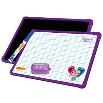 ARDOISE DOUBLE FACES BLANCHE ET NOIRE AVEC BROSSE ET MARQUEUR MOVE "TECHNO" REF: 9263