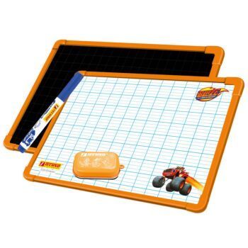 ARDOISE DOUBLE FACES BLANCHE ET NOIRE AVEC BROSSE ET MARQUEUR ORANGE "TECHNO" REF: 9263