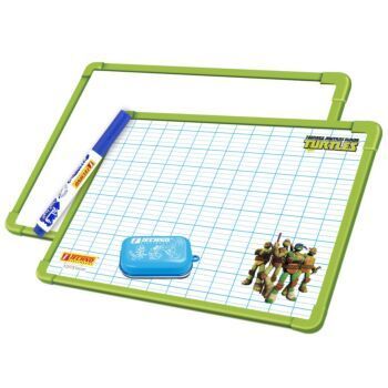 ARDOISE DOUBLE FACES BLANCHE ET QUADRILLEE AVEC BROSSE ET MARQUEUR VERT "TECHNO" REF: 9222