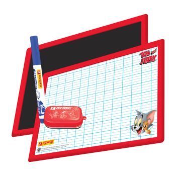 ARDOISE ROUGE D-FACE BLANCHE/NOIRE AVEC BROSSE ET MARQUEUR TOM&JERRY "TECHNO" REF: 9544