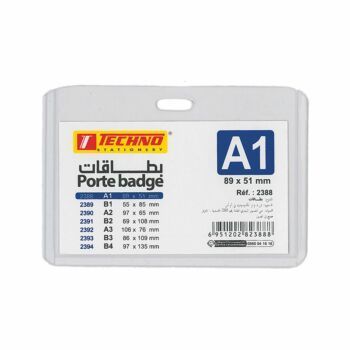 BADGE ADMINISTRATIF HORIZONTAL A1 89 x 51 MM "TECHNO" REF: 2388