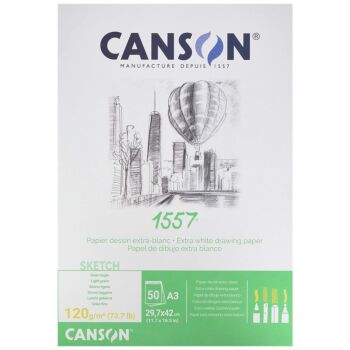 BLOC A DESSIN CROQUIS 1557 A GRAIN ADOUCI 50F A3 120g "CANSON" REF: 204127409