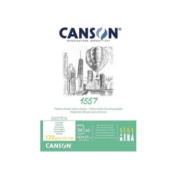 BLOC A DESSIN CROQUIS A GRAIN FIN 1557 ADOUCI 50F A5 120g "CANSON" REF: 4127-407