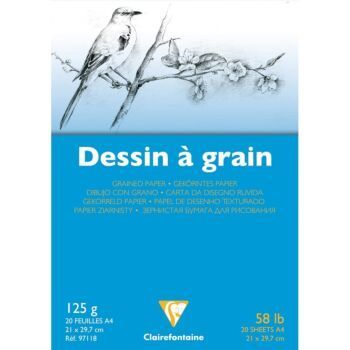 BLOC DE DESSIN A GRAIN 20 FEUILLES A4 125g "CLAIREFONTAINE" REF:97118C