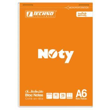 BLOC NOTES COLLÉ NOTY QUADRILLE 5x5 A6 50F "TECHNO" REF: 9405