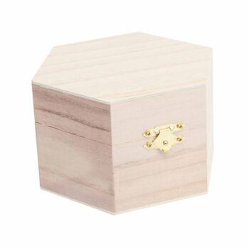 BOITE EN BOIS HEXAGONALE 13 x 13 x 8 cm A DECORER "TECHNO" REF: 6327