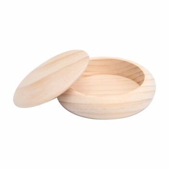 BOITE EN BOIS RONDE A DECORER 13 x 13 x 4,5 cm "TECHNO" REF: 6328