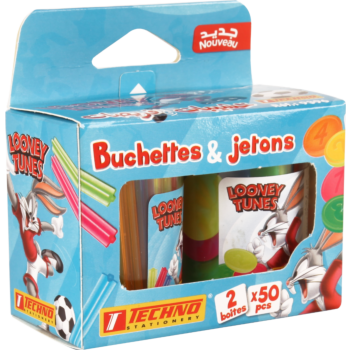 BUCHETTES ET JETONS EDUCATIFS SOUS LICENCE LOONEY TUNES"TECHNO" REF: 9396