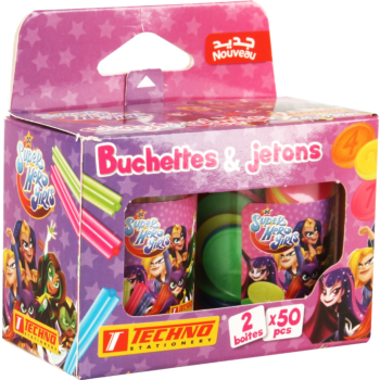 BUCHETTES ET JETONS EDUCATIFS SOUS LICENCE SUPER HERO GIRLS "TECHNO" REF: 9396