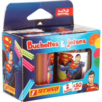 BUCHETTES ET JETONS EDUCATIFS SOUS LICENCE SUPER MAN "TECHNO" REF: 9396