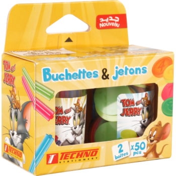 BUCHETTES ET JETONS EDUCATIFS SOUS LICENCE TOM AND JERRY "TECHNO" REF: 9396