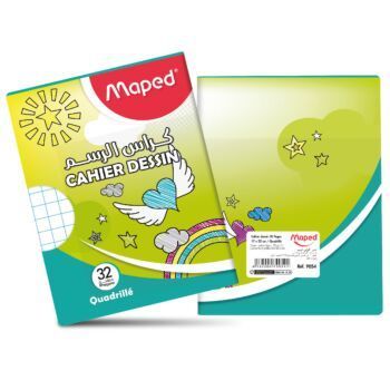 CAHIER DESSIN 32 PAGES 17cmx22cm QUADRILLE "MAPED" REF: 9054