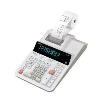 CALCULATRICE A RUBAN 12 CHIFFRES BLANCHE "CASIO" REF: DR-120R-WE-E-DC