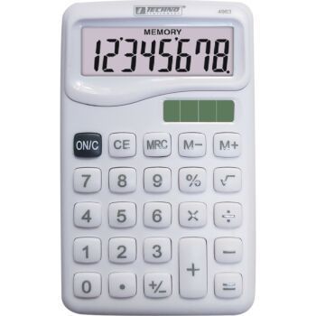 CALCULATRICE DE POCHE COULEUR BLANCHE "TECHNO" REF: 4963