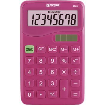 CALCULATRICE DE POCHE COULEUR ROSE FONCE "TECHNO" REF: 4963