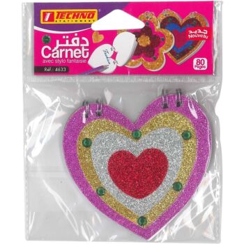 CARNET FANTISIE FORMAT COEUR "TECHNO" REF: 4633