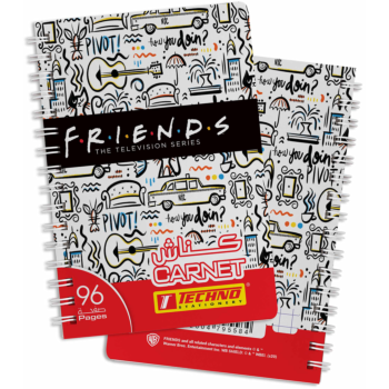 CARNET SPIRALE 96P 9 x 14 cm 5x5 mm 70g LICENCE FRIENDS "TECHNO" REF: 9558