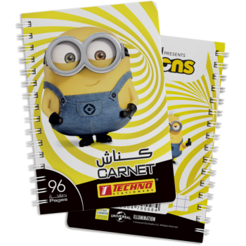 CARNET SPIRALE 96P 9 x 14 cm 5x5 mm 70g LICENCE MINIONS "TECHNO" REF: 9558