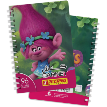 CARNET SPIRALE 96P 9 x 14 cm 5x5 mm 70g LICENCE TROLLS "TECHNO" REF: 9558