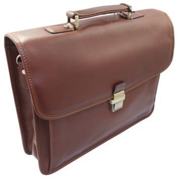 CARTABLE EN CUIR MARRON "TECHNO" REF: 4258