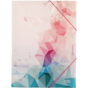CHEMISE A RABAT ELASSTIQUE GRAPHIK A4 POLYPROPILINE TRANSLUSIDE IMPREMEE ROSE "ELBA" REF: 100201111