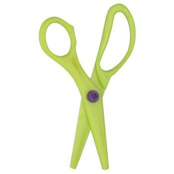 CISEAUX ECOLIER ASYMETRIQUE EN PLASTIQUE JAUNE "TECHNO" REF: 9398