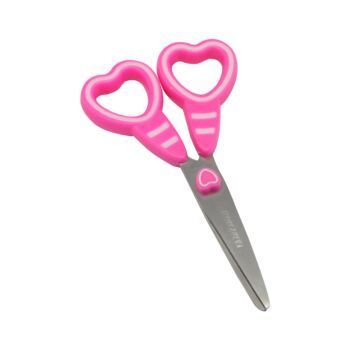 CISEAUX SCOLAIRE 13.5 cm LOVELY HEART ANNEAUX ROSE "TECHNO" REF: 7063