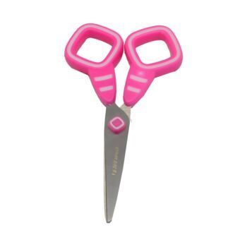 CISEAUX SCOLAIRE 13.5 cm LOVELY SQUARE ANNEAUX ROSE "TECHNO" REF: 7062