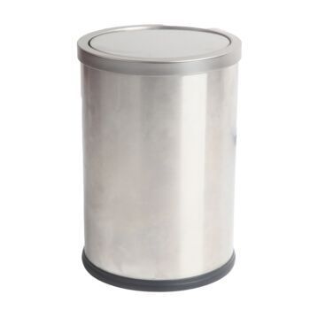 CORBEILLE A PAPIER RONDE COUVERCLE BASCULANT 11 L EN INOX TECHNO REF: 8015