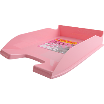 CORBEILLE A COURRIERS EN PLASTIQUE SAUMON PASTEL "TECHNO" REF: 9772