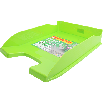 CORBEILLE A COURRIERS EN PLASTIQUE VERT FLUO "TECHNO" REF: 9774